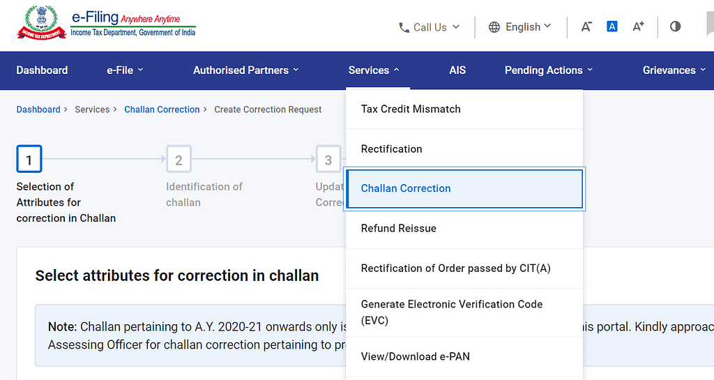 Income Tax India Introduces New Challan Correction Functionality